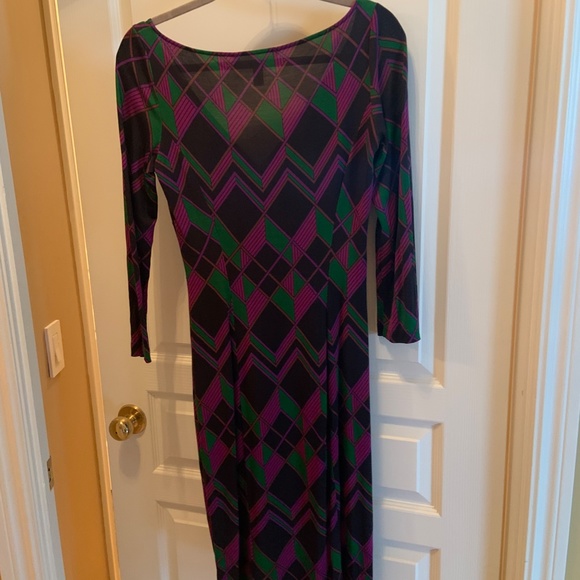 Diane Von Fursternberg Geometric Silk Jersey Dress Size 8 - Picture 2 of 4